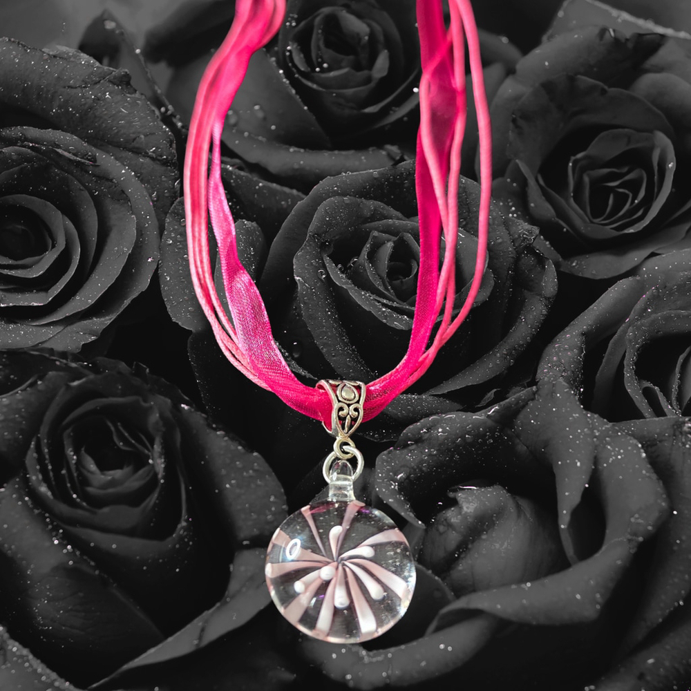 Glass Flower Necklace, Delicate Pink Pendant, Romantic Jewelry, Gift for Her